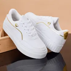 Tenis Coraçao Ouro Branco Plataforma Casual Feminino Moderno