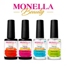 KIT PREPARADORES DE UNHA DE GEL MONELLA BEAUTY PREMIUN GEL BASE DESIDRATADOR-TOP COAT PRIMER ACID COM ANVISA
