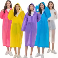 Capa de chuva grossa e longa em vinil transparente com capuz impermeável COR TRANSPARENTE