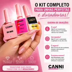 kit preparadores blindagem canni color unhas top coat diamante-base gel-pro perfect 3x1 oferta