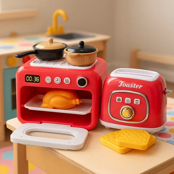 KIT INFANTIL Cozinha Fogão + TORRADEIRA FUNCIONAL Brinquedo Infantil Emite Som