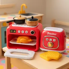 KIT INFANTIL Cozinha Fogão + TORRADEIRA FUNCIONAL Brinquedo Infantil Emite Som