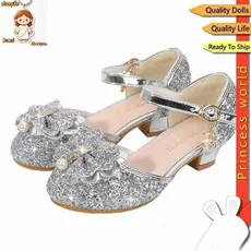 DS Chioce Sapatos De Salto Alto Para Meninas Moda Lantejoulas Crianças Princesa Dança M4YK YLN3