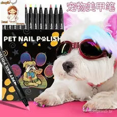 Cão Esmalte Canetas, 12 Cores Pet Esmalte Set Quick Dry Seguro Pet Polidor Não-Tóxico Escova Dica para Filhotes e Gatos