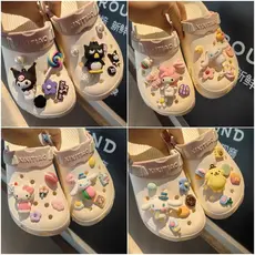 10Pcs/set Sanrio Hello Kitty My Melody Cinnamoroll Shoe Croc Charms PVC Shoe Decorations Clogs Sneakers Slippers Accesso