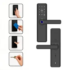 Fechadura Digital Biométrica 4 Modos Senha Cartão IC Chave Para Casa Hotel