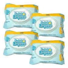 KIT 4 PACOTES LENCOS UMEDECIDOS BEBE LIMPINHO 140 UNIDADES TOALHAS UMEDECIDAS CIMED