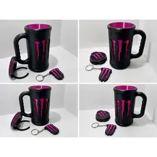 Copo Suporte para Lata Monster com Tampa + Chaveiro Abridor de Latas | Impressão 3D | Presente Criativo