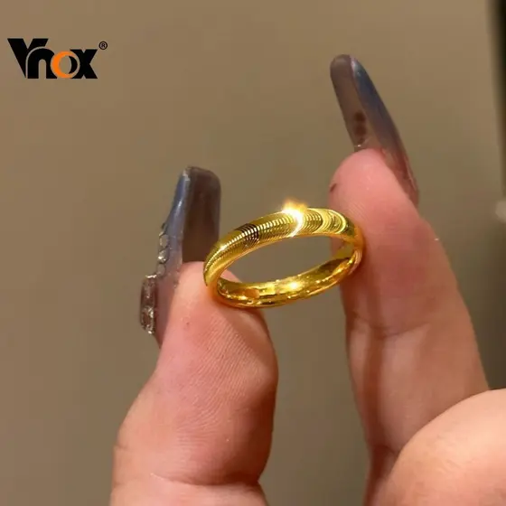 Anel Vnox Simples em Aço Inoxidável com Efeito Olho de Gato, Adequado para Mulheres e Meninas, Joia Brilhante e Resisten