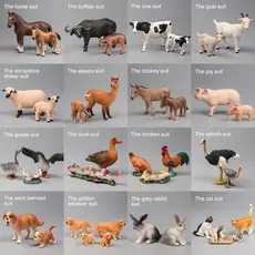Conjunto de Figuras de Animais de Simulação de Fazenda: Pássaros, Vaca, Ovelha, Galinha, Figuras de Ação de Zoológico, B