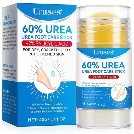 Creme de Ureia Uruses 60% com Ácido Salicílico 2%, Bastão Hidratante para os Pés, Creme para Remover Calosidades, Hidrat