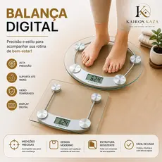 Balança Corporal Digital Para Banheiro com Vidro Temperado