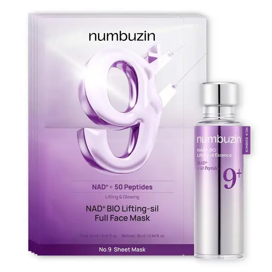 numbuzin No.9 NAD+ Bio-Lifting Duo |   Conjunto Essence + Máscara Facial para Firmeza, Rugas e Pele Flácida U50U