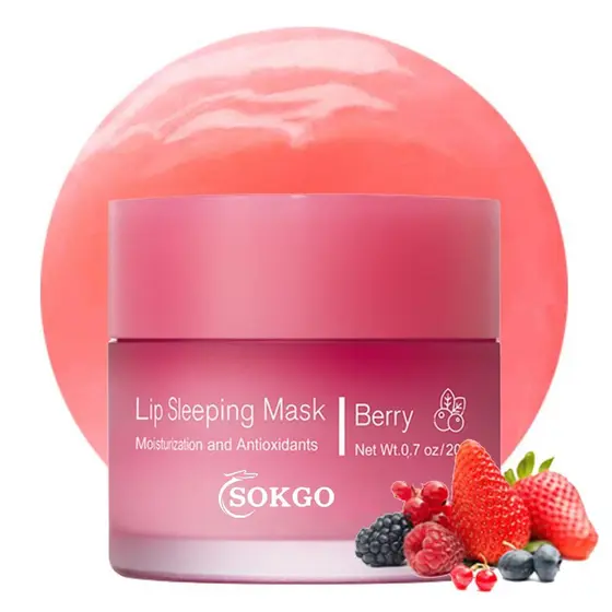 Máscara labial noturna, Máscara Labial Nutritiva e Hidratante com Vitamina C, Antioxidantes, Bálsamo Labial, Cuidado da