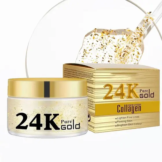 Creme Facial Grospe 24K Ouro e Colágeno, Creme Antienvelhecimento e Antirrugas para Mulheres, Hidratante Facial com Colá