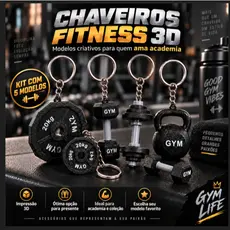 Kit Chaveiros Academia 5 Unidades Pesos E Anilhas Para Chaves Mochila Bolsa De Treino Atletas Fitnes