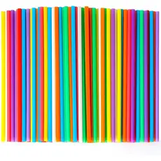 500 Canudos Plásticos Descartáveis Coloridos para Beber. (0,23'' de diâmetro e 8,26" de comprimento) - 8 Cores MVVR