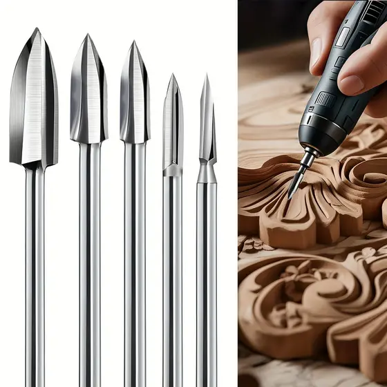 5 Pçs Escultura Em Madeira Gravura Broca Acessórios Brocas Artesanato Moagem Ferramentas Para Trabalhar Com Haste 1/8 Ro