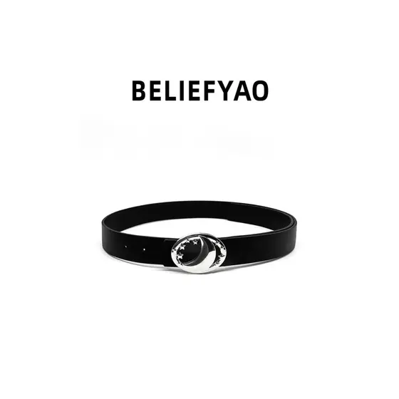 cinto masculino couro cinto cowboy masculino BELIEFYAO Original estrela segurando lua cinto acessórios Design nich