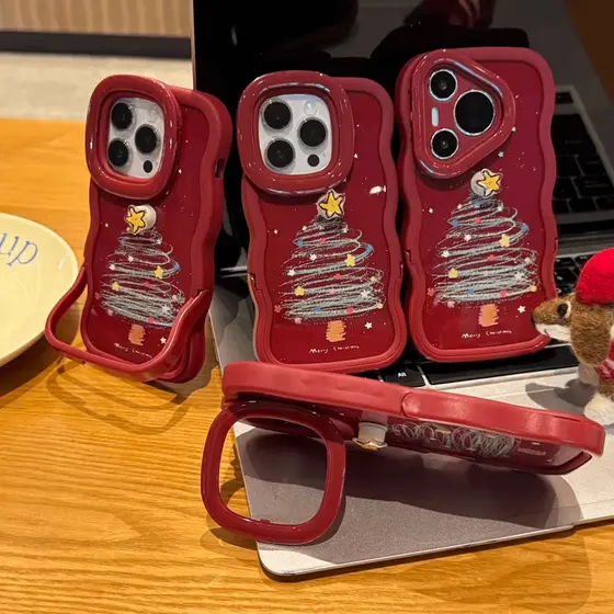 capa iphone 13 case iphone 13 luxo capinha iphone 13 pro Suporte duplo estrela árvore de natal adequado para Apple 17pro