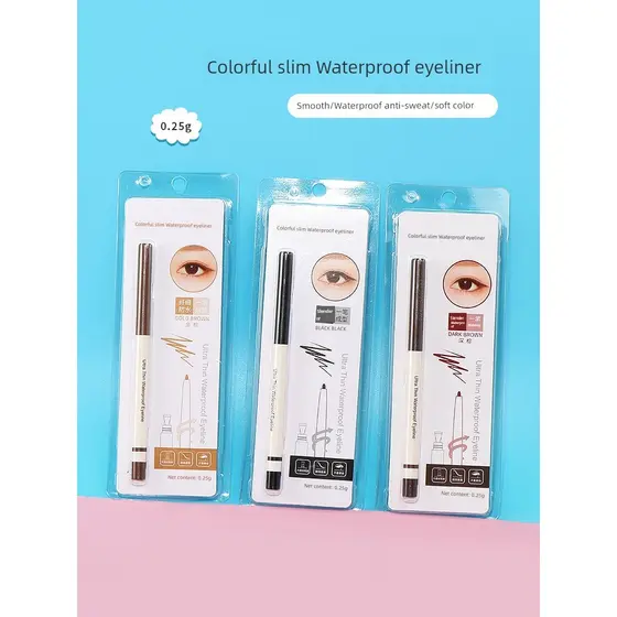 Delineador de olhos Ponta ultrafina Lápis delineador de olhos Caneta de Gel delineadora colorida à prova de suor Miniso