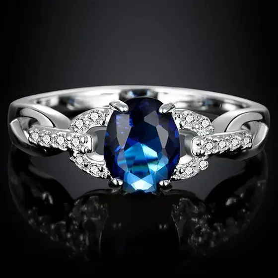 Anel Elegante Oval de Zircônia para Mulheres, Joia Clássica para Cerimônia de Noivado, Acessório de Casamento Fashion SK
