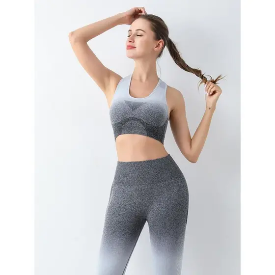 Top fitness academia Top plus size esportivo Sutiã esportivo feminino Cor gradiente Yoga terno Fitness esportes correndo