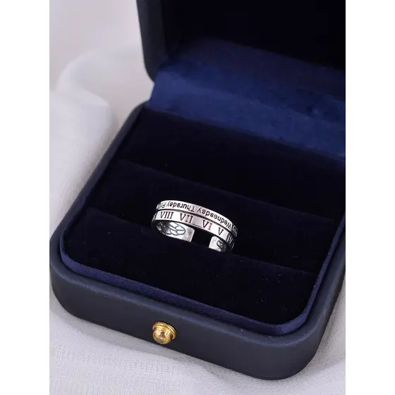 925 prata esterlina ins estilo legal Retro Numeral romano anel nicho Designer masculino feminino estilo
