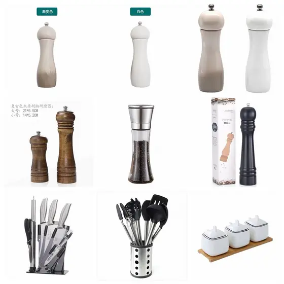 Modelo sala de cozinha ornamentos tempero Jar pimenta Shaker espátula conjunto facas acessórios combinação decoração peq