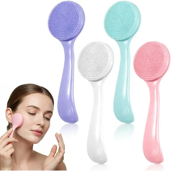 JJUNW 4 Peças de Escovas Faciais de Silicone para Limpeza, Escova de Limpeza Facial à Prova d'Água com Cerdas Macias, Es