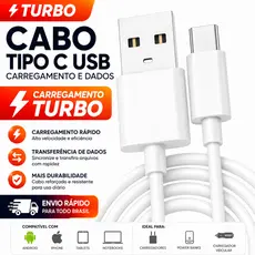 Cabo Carregador Turbo Tipo C USB Para Todos os Celulares TYPE C - ENTREGA RÁPIDA