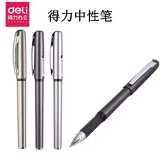 Caneta de Gel Deli de seis pacotes S25 preta 0.5 mm Caneta de assinatura Escritório Negócios Caneta tinteiro de carbono
