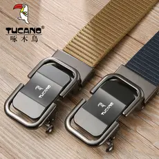 Woodpecker desdentado fivela automática cinto de náilon masculino cinto de lona calças cinto na moda Casual pano tecido