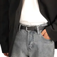 Pequeno pequeno cinto masculino estilo pino fivela cinto de couro masculino Casual All-Match fino de meia-idade juventud