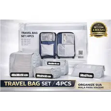 Kit Organizador de Malas para Viagem 4 Peças- Bolsas Necessaire Sapatos Maquiagem Roupas Bagagem