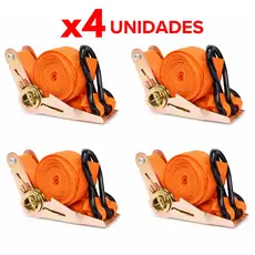 Cinta Catraca Com Gancho Kit 1 a 4 Amarração de Carga 4,6 metros Suporta 800kg