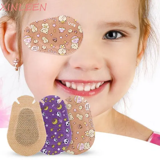 XINLEEN - Conjunto de 10 adesivos oculares para ambliopia infantil, respirável, adesivo para correção de um olho, proteç