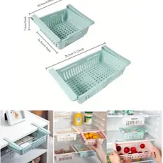 Cesto Organizador de Geladeira Retrátil Ajustável Gaveta Multiuso para Frutas Legumes Cozinha