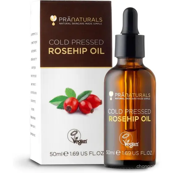 Óleo de Rosa Mosqueta Puro e Prensado a Frio PraNaturals 50ml — Óleo Facial Antienvelhecimento para Rosto, Cicatrizes e