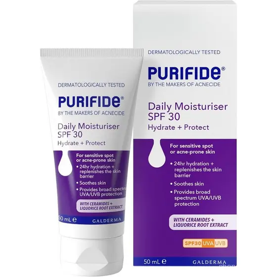Purifide by Acnecide Hidratante Facial Diário com FPS 30 para Pele com Tendência à Acne e Controle de Imperfeições, Hidr