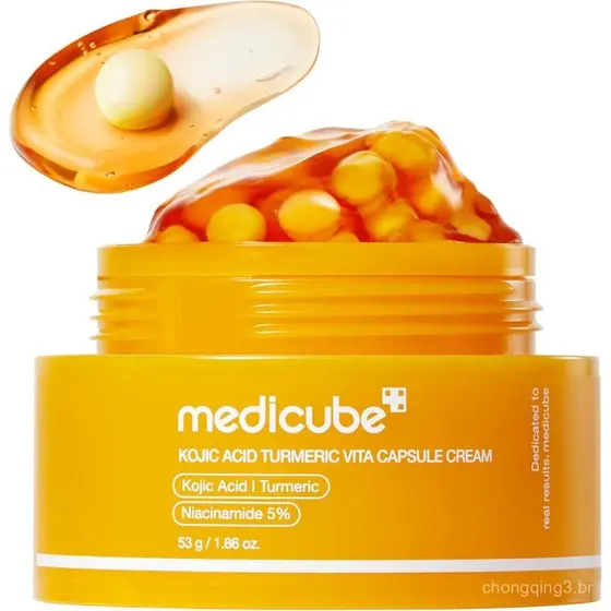Creme em Cápsula Medicube com Ácido Kójico e Cúrcuma para Tom de Pele Irregular |   Cuidado para Renovação do Tom e Lumi
