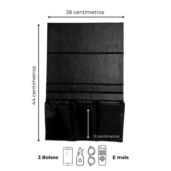 PORTA OBJETOS LATERAL DE CAMA COSTURADA SUPORTE CELULAR CONTROLE OCULOS