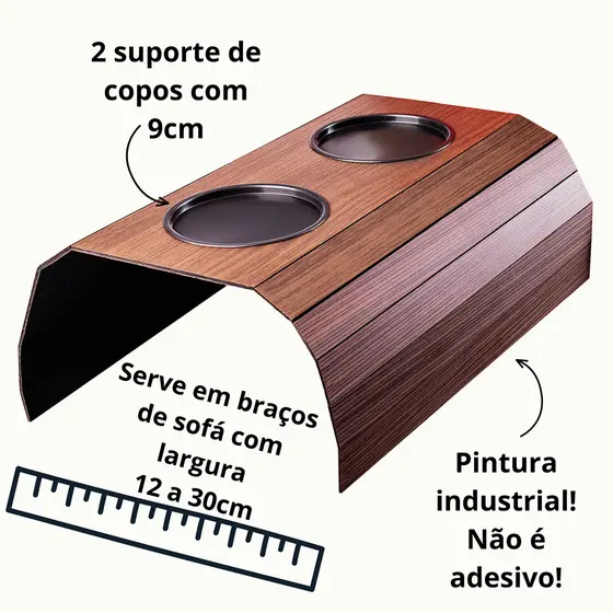 1 Esteira Bandeja Apoio de Copo Prato Notebook Protetor de braço de sofá