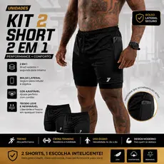 KIT 2 Shorts Seven Move Para Academia Bermuda 2 em 1 Duplo Com Bolso Interno Original Ultra