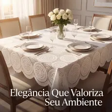 Toalha De Mesa De Renda 6 Cadeiras Desenho 150 x 230cm 100% Poliéster