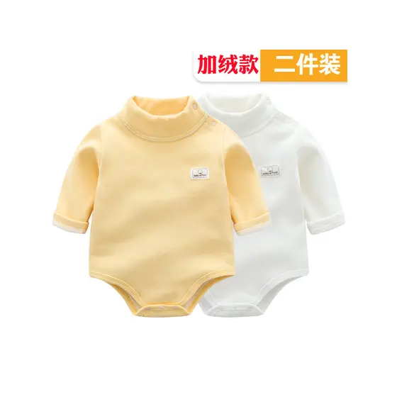 Bebê gola média alta nádegas roupas outono inverno forro de lã engrossado nádegas meninos meninas bebê roupa interior té