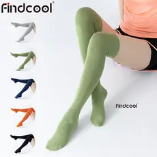 Findcool meias de Yoga meias acima do joelho outono inverno quente antiderrapante dedo do pé redondo meias de dança de c