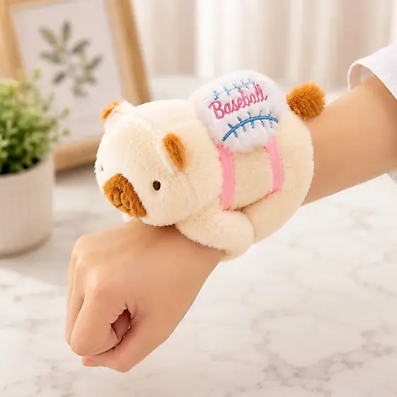 Capivara Fofa Snap On Pulseira De Pelúcia Brinquedo Animal Para Casal Presente De Aniversário Acessórios De Braço