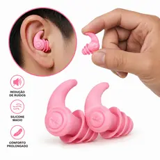 Tampão Protetor Auricular Silicone Ajuste Perfeito Confortável Redução de Ruídos Design Ergonômico Material Macio 1 Par