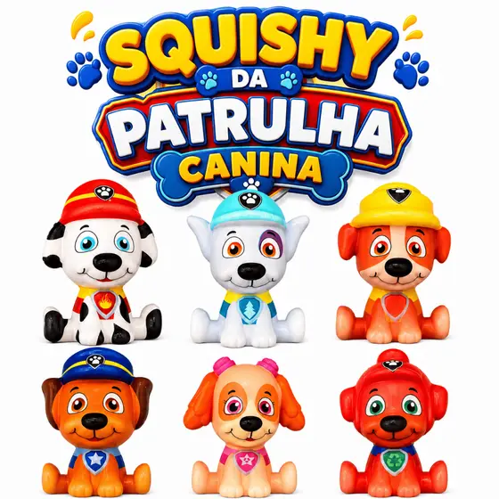 Squishy Patrulha Canina Cachorrinho Fofo Antiestresse Brinquedo Infantil 10cm
